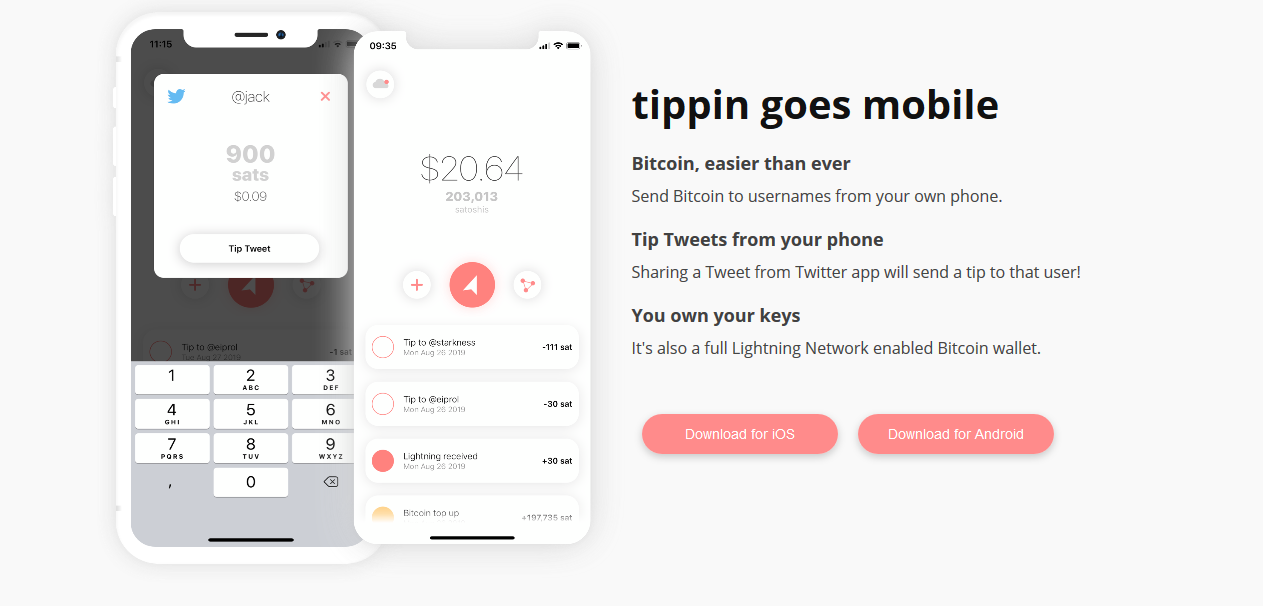 Tippin.me se puede conectar con billeteras que admiten la Lightning Network.