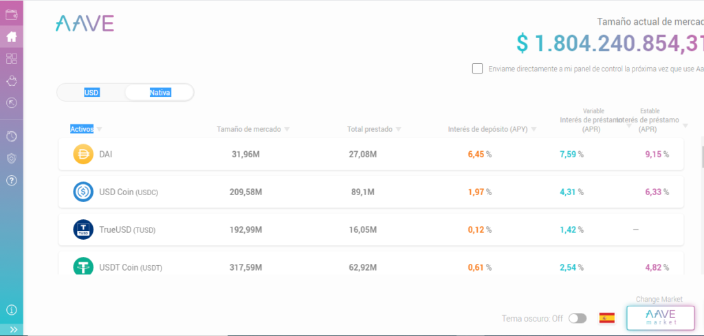 LEND es el “token” del protocolo AAVE