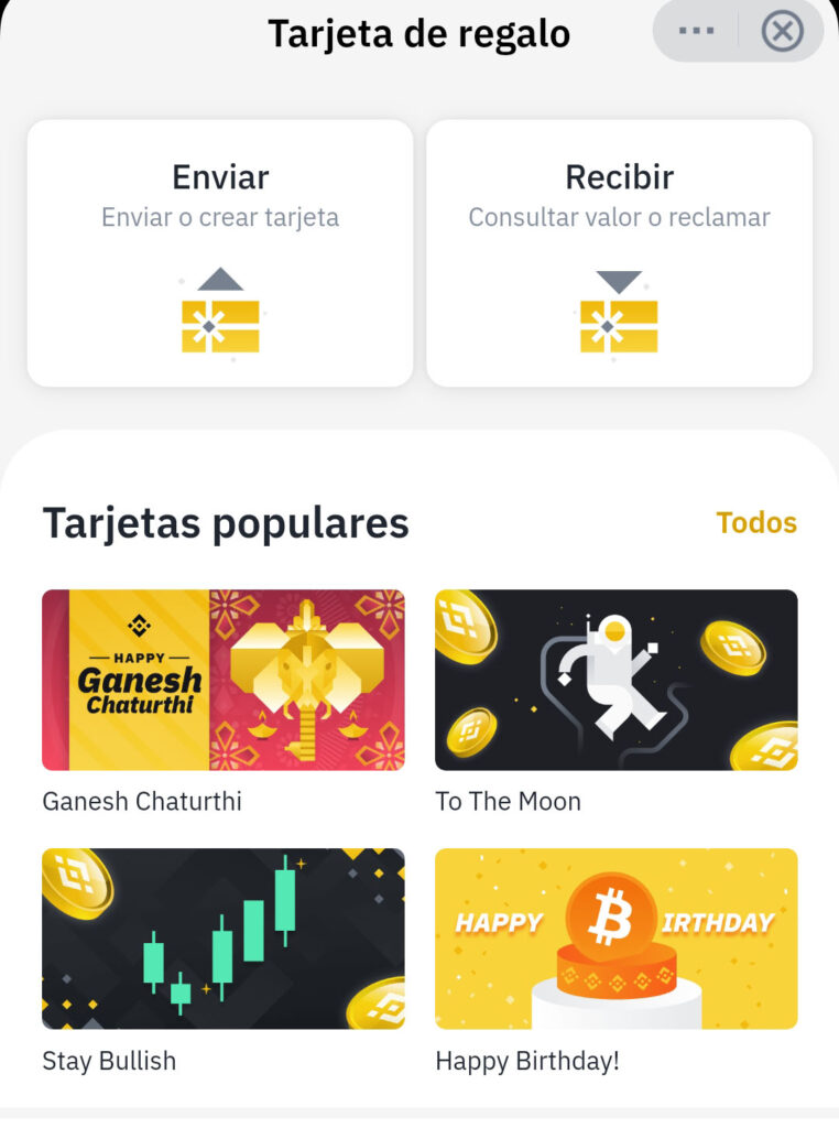 tarjeta regalo binance