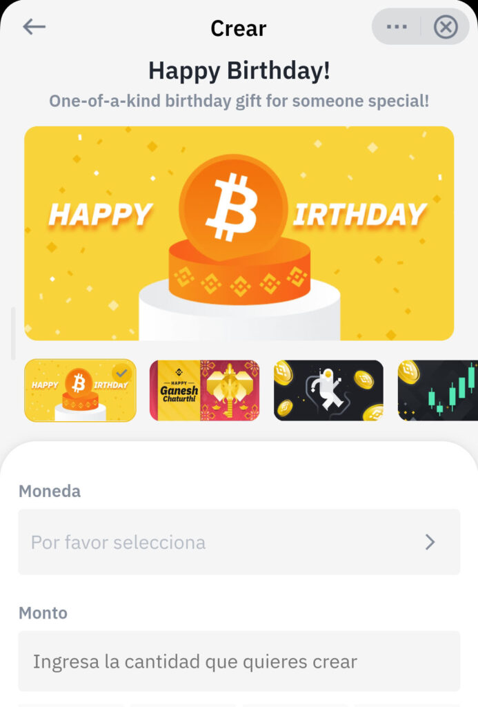 tarjeta regalo binance