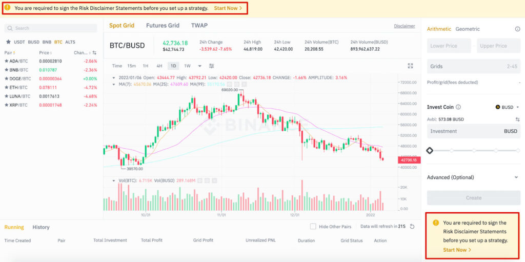 binance spot grid trading