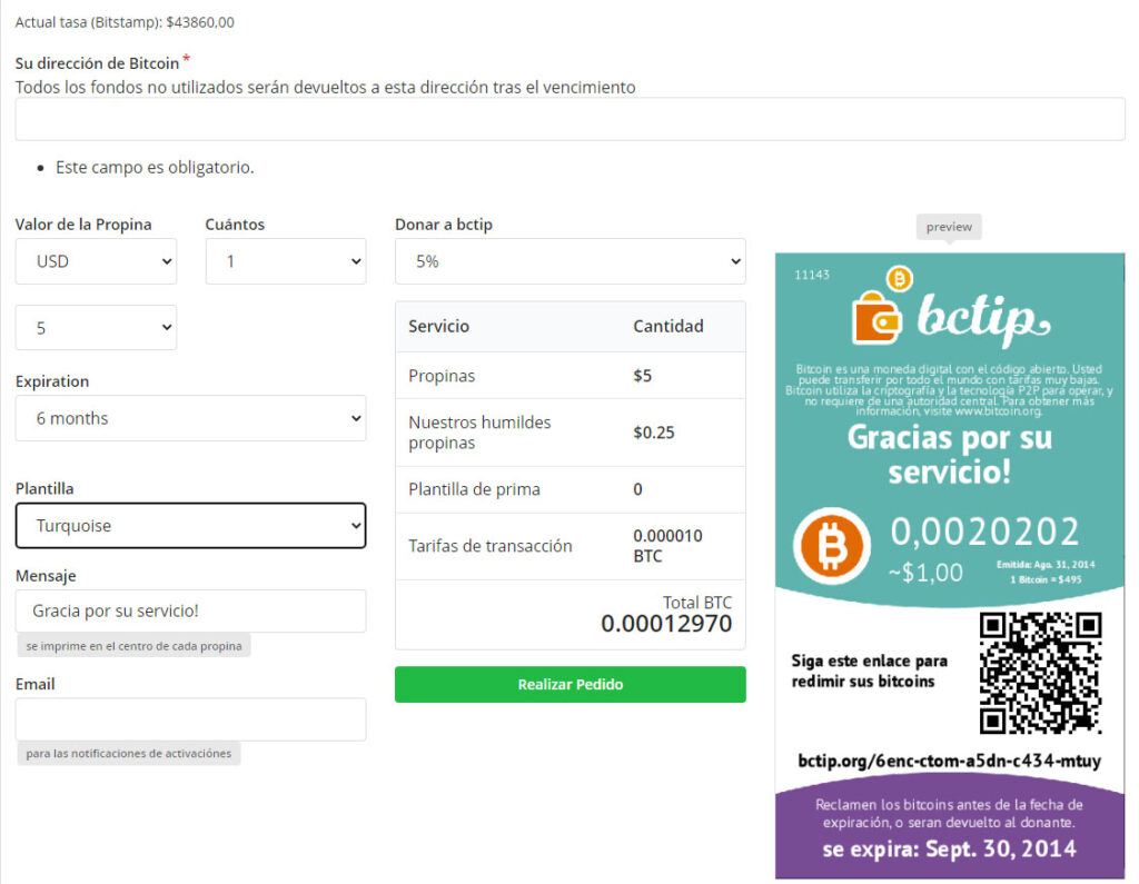 regalos propina bitcoin