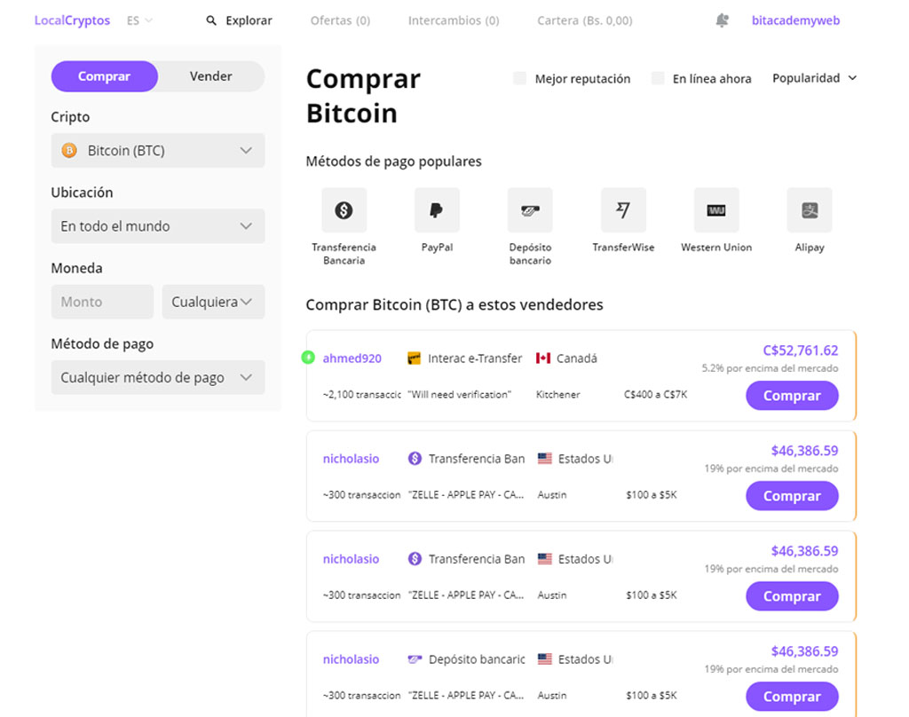 mercado peer-to-peer localcryptos