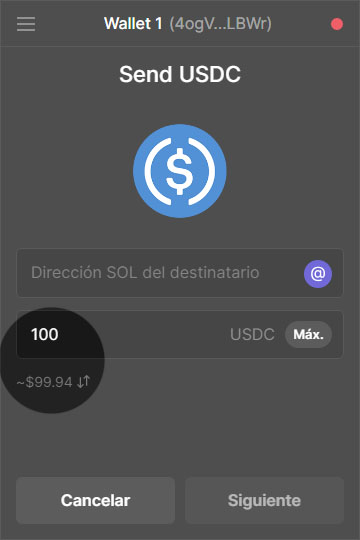 transferir usdt usd solana