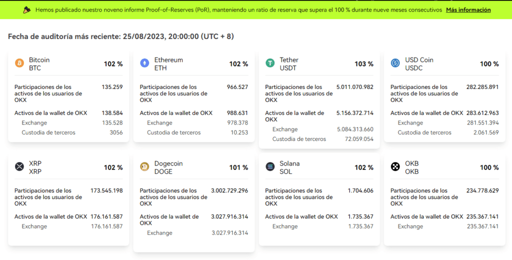 Okx por reservas