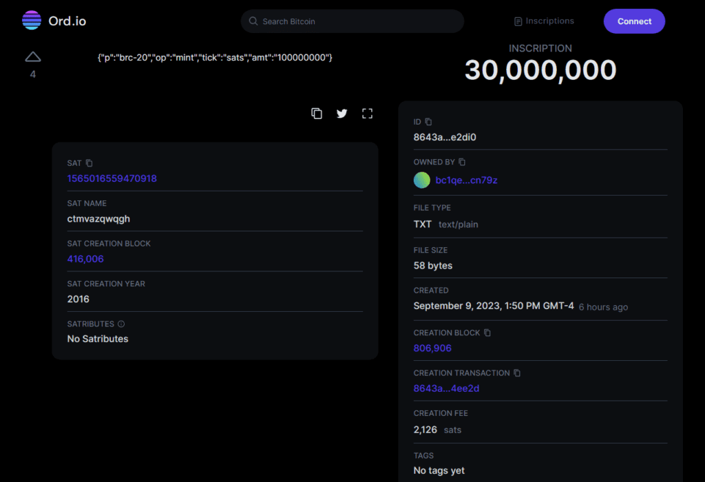 Ordinals bitcoin inscripciones