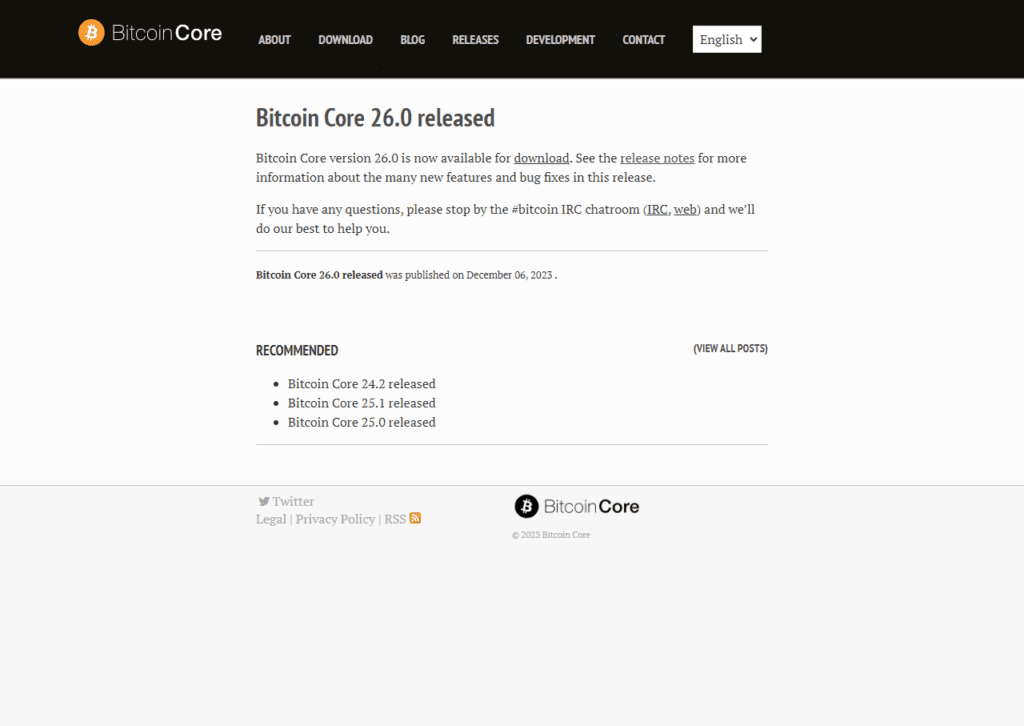 Bitcoin core 26.0