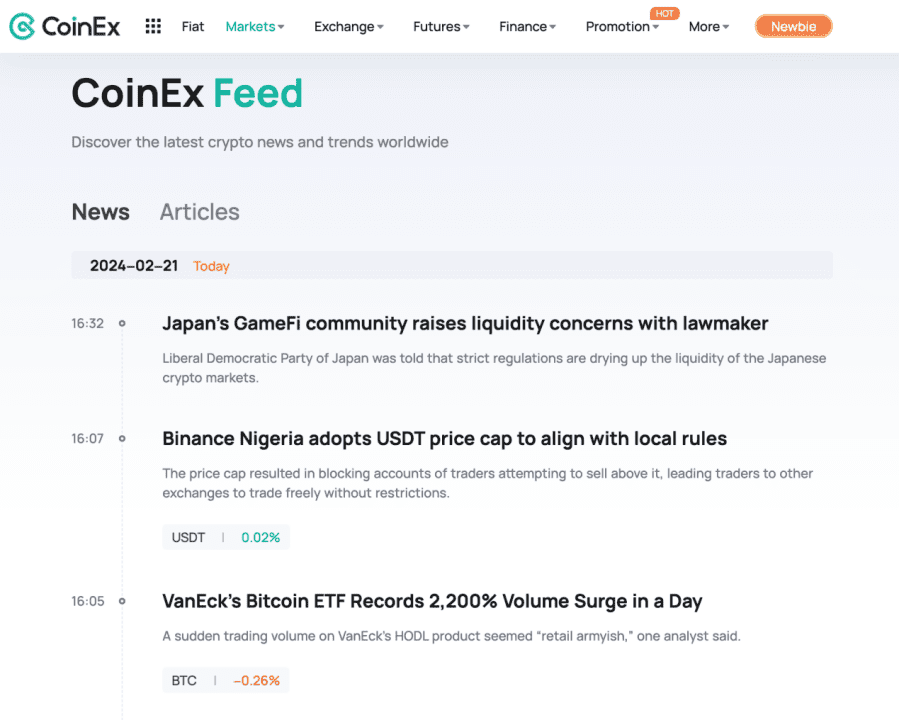 Coinex feed