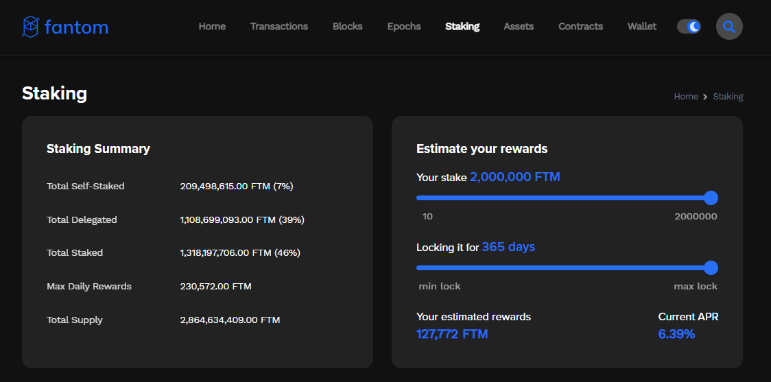 Fantom staking