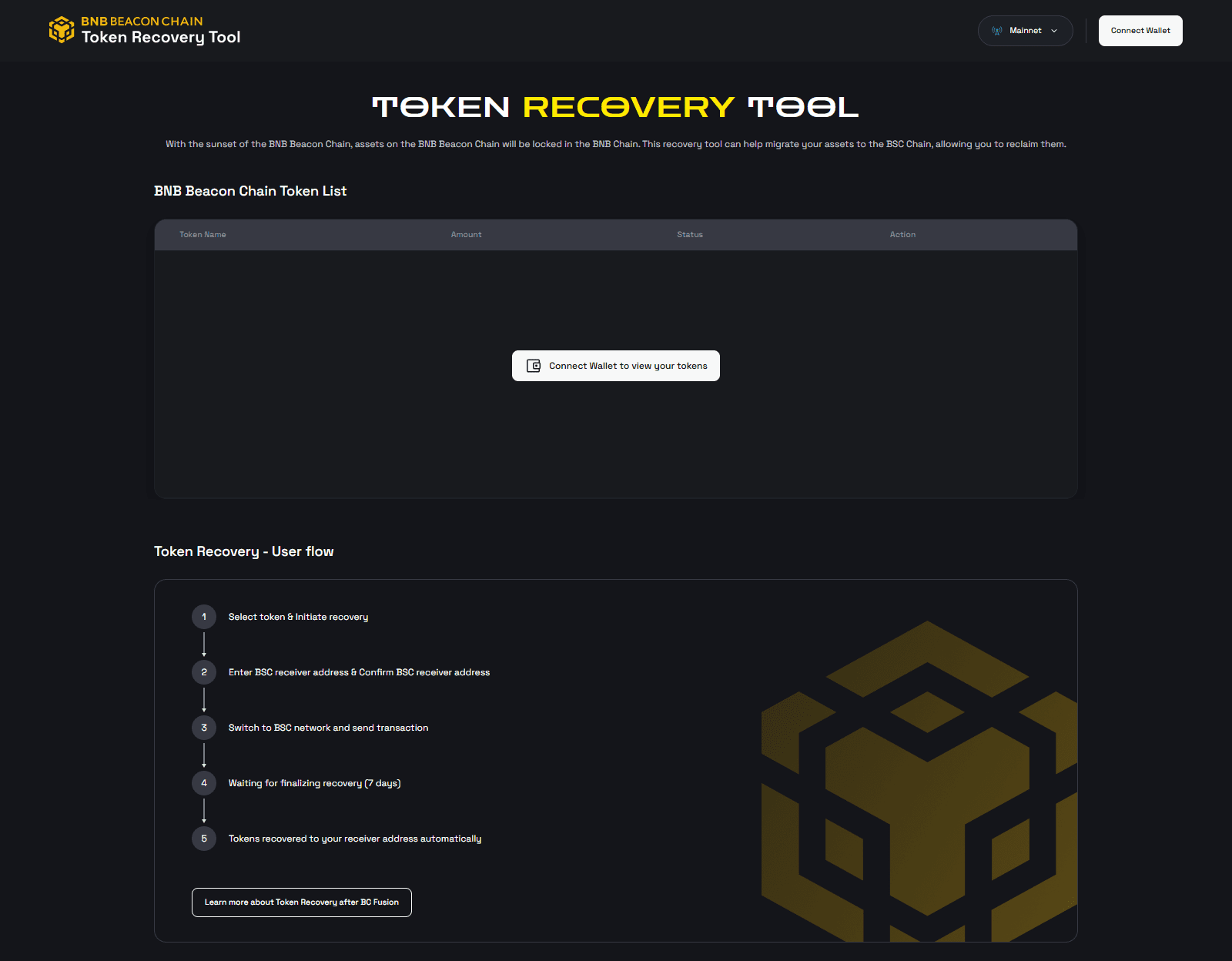 BNB Chain, BNB Beacon Chain, Token recovery, BEP2, BEP20, BC Fusion,