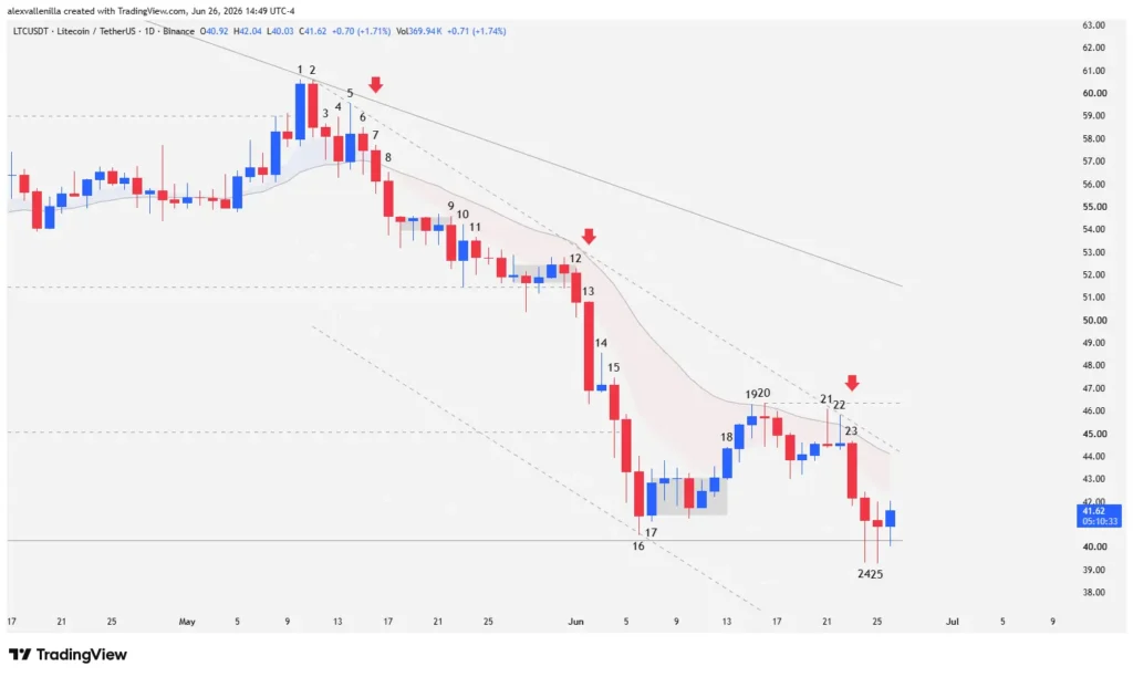 Litecoin on the Edge: The $40.30 Support Challenges Strong Hands