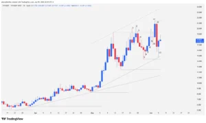 Daily price action chart of Venice Token (VVV) showing a Japanese candlestick pattern with resistance rejection and bearish institutional volume on the Base network.
