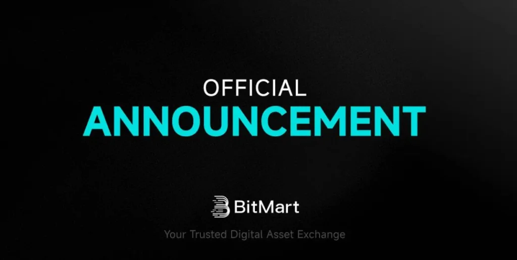 BitMart platform interface announcing the orderly cessation of operations and account closures.