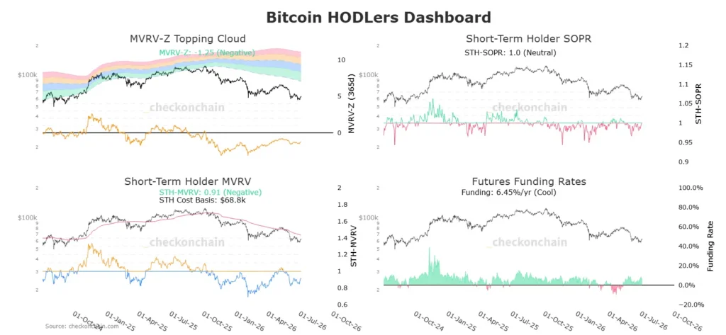 Bitcoin Short-Term Holders Hold Through Losses as Network Cools Down